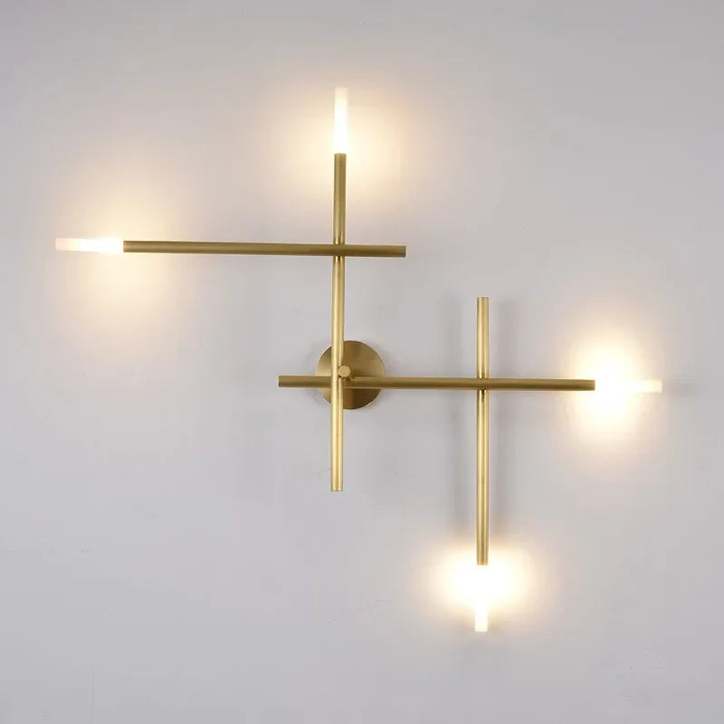 Modern Designer Luxury Copper Wall Lamp Cross Line Led Aisle Bedroom