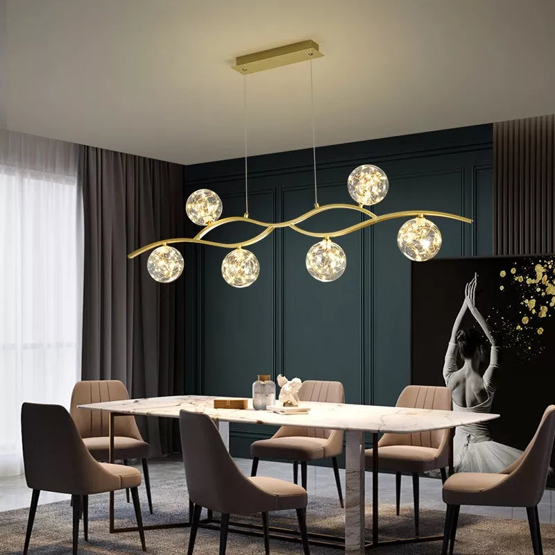 Modern LED Chandelier Dining Room Island Creative Glass Ball Pendant