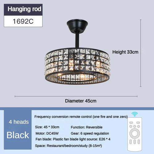 Black Retro Ceiling Fans Iron Art Living Room Bedroom Winter and