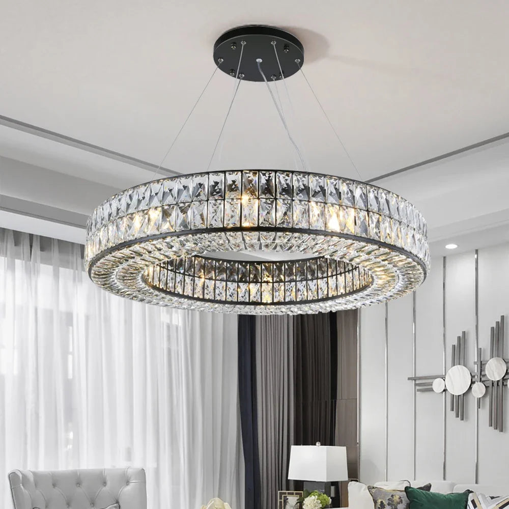 Black Luxury Crystal Chandeliers For Living Room Modern Home Decor