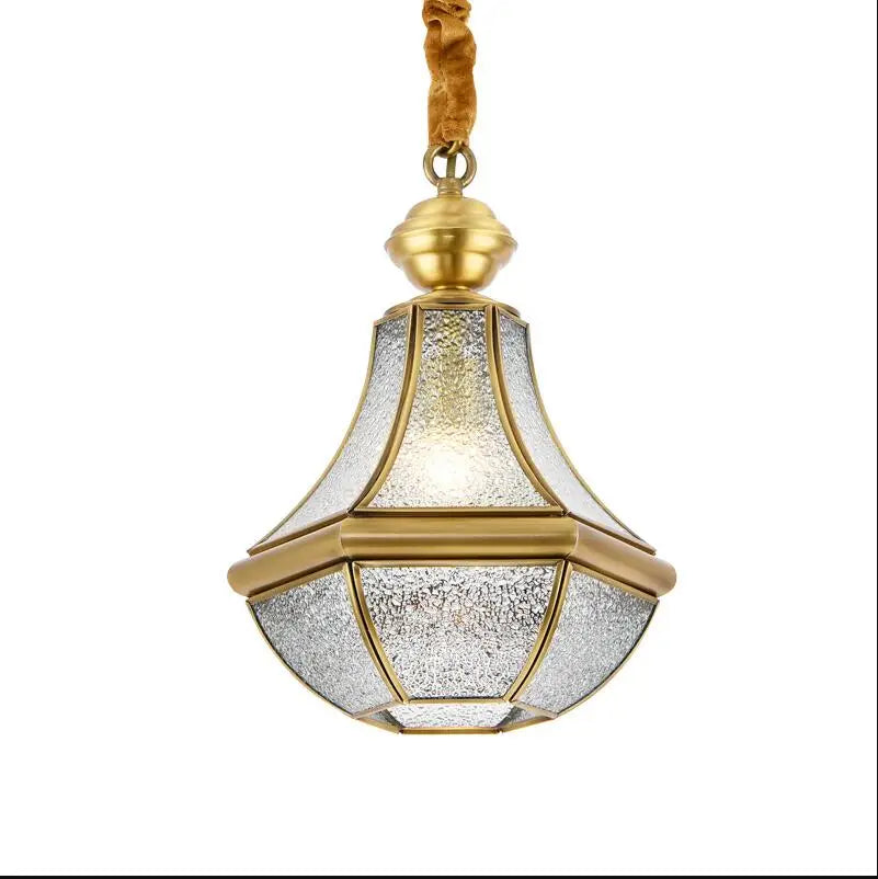 Vintage Glass Copper Pendant Lights Candle Golden Bronze Pendant Lamp