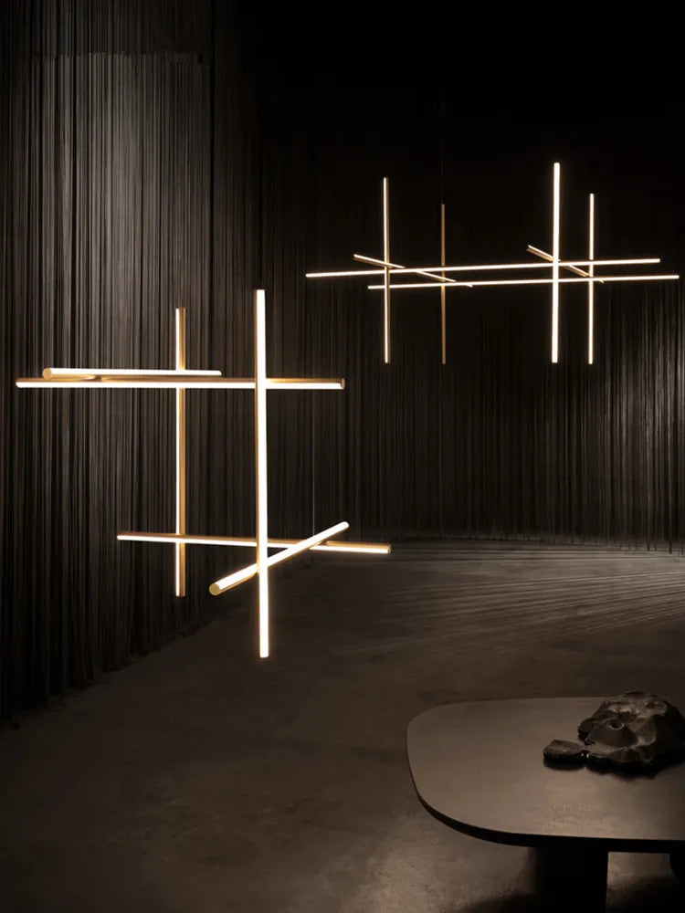 Modern Linear LED Ceiling Chandelier  Italy Designer Suspended Hanging