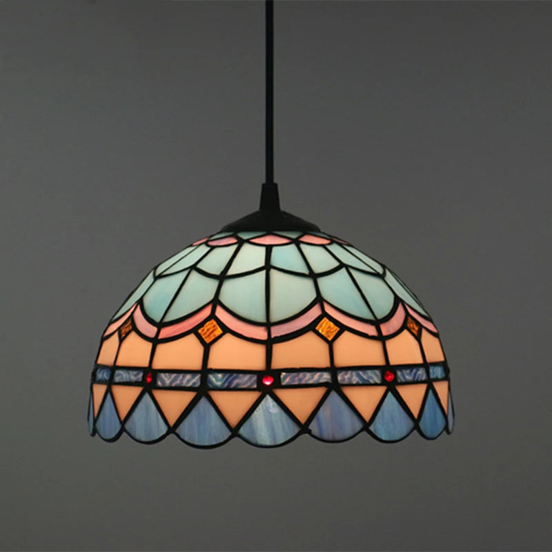 Vintage Tiffany Pendant Lights Mediterranean Baroque Stained Glass
