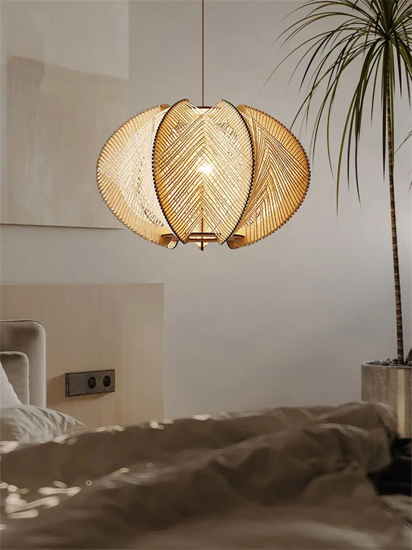 Japanese rattan lantern pendant lights homestay bedroom bedside living