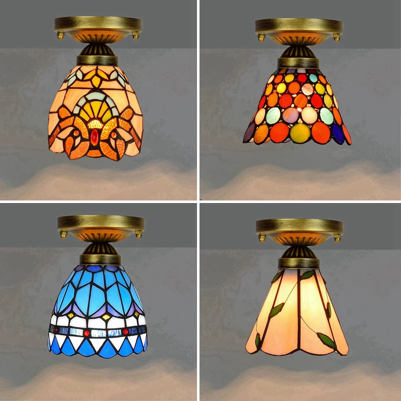 Tiffany Stained Glass Ceiling Lights Mediterranean Baroque Hanging