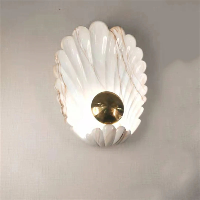 Nordic Art Deco Luxury Background Wall Resin Shell Wall Lamp Modern