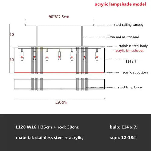 American Luxury Steel Led E14 Chandelier Nordic Dining Room Crystal