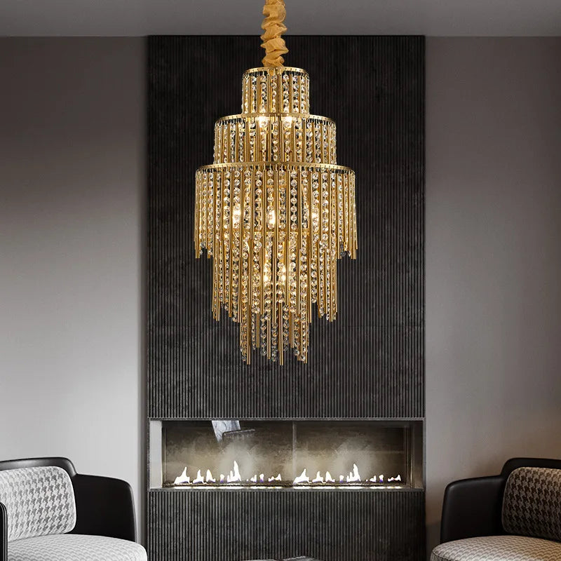 New Modern Loft Chandelier Luxury Home Decor Led Crystal Lamp Brushed