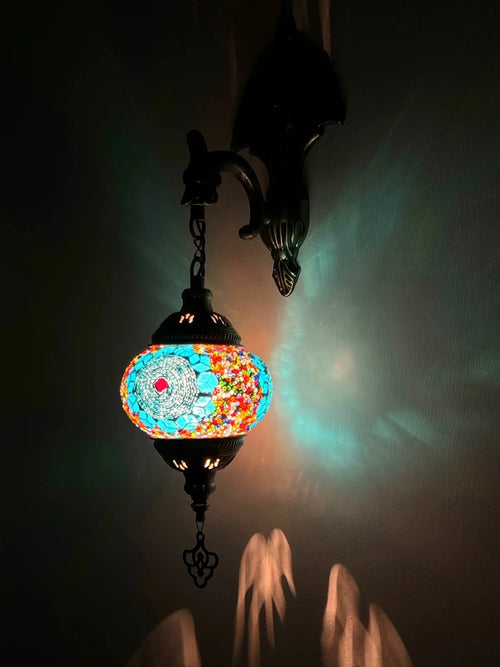 2024 New Turkish Mosaic Wall Lamp Handcrafted Glass Luminaria Led Wall