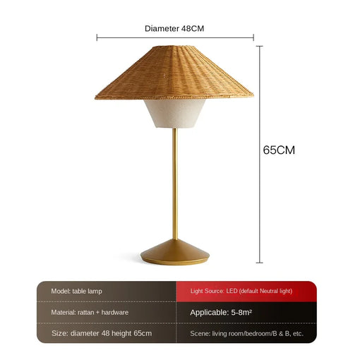 *Floor Lamp Chinese Rattan Art Retro Living Room Bedroom Bedside Lamp