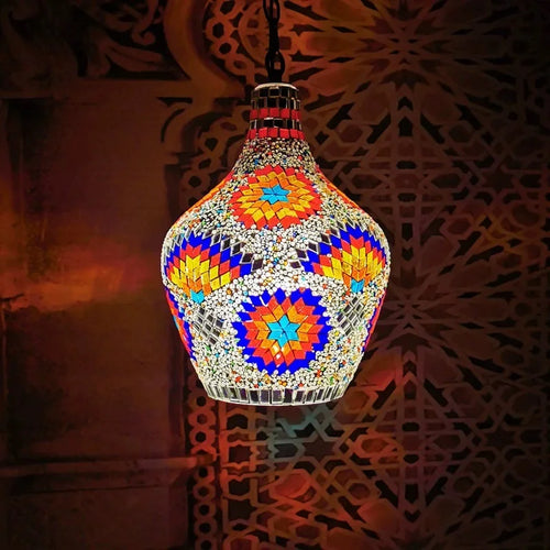 Turkish Mosaic Vase Pendant Lamp Ethnic Customs Handmade Lampe