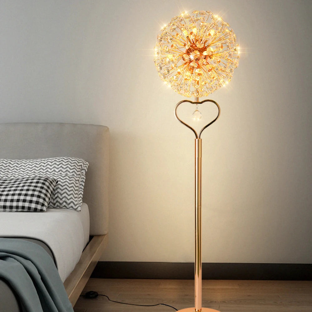 Crystal Floor Lamp Vertical Bedside Lamp Modern Light Luxury SUNFLOWER