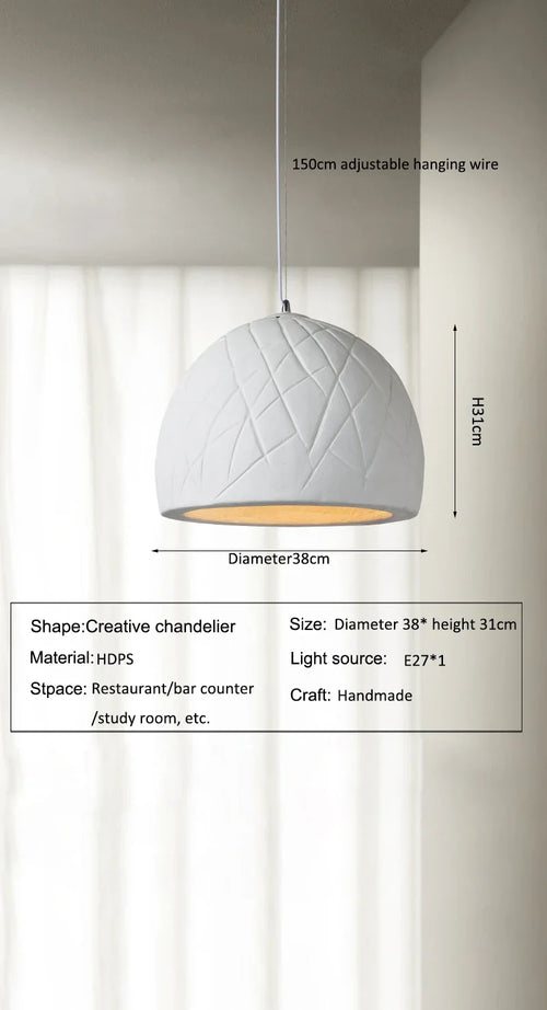 Nordic Minimalist Cream Style LED E27 Pendant Lights for Bedroom