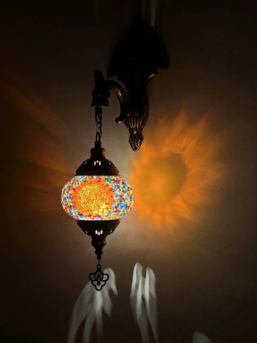 2024 New Turkish Mosaic Wall Lamp Handcrafted Glass Luminaria Led Wall