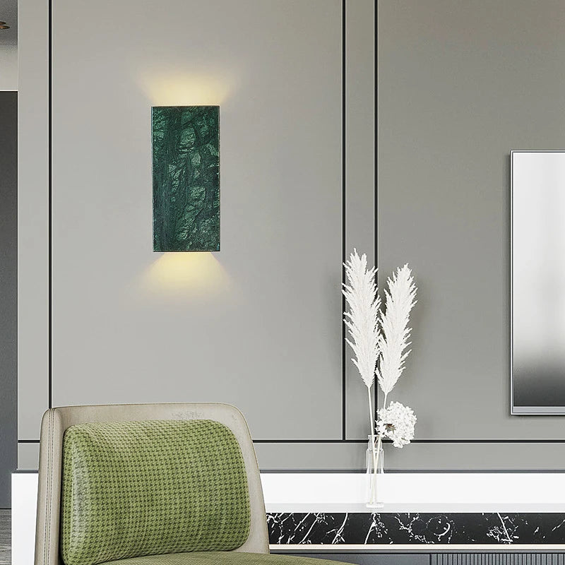 European Style Light Luxury Green Natural Marble Decorative Sconce