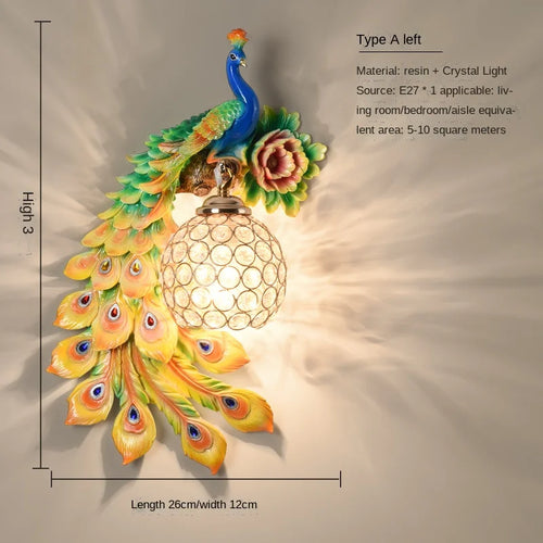 Bird Lamp Colorful Peacock Wall Lights for Home Bedside Lamps