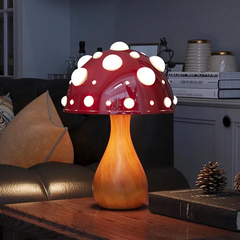 Mushroom Lamp with LED Tricolored Bulb AC or USB Warm Light