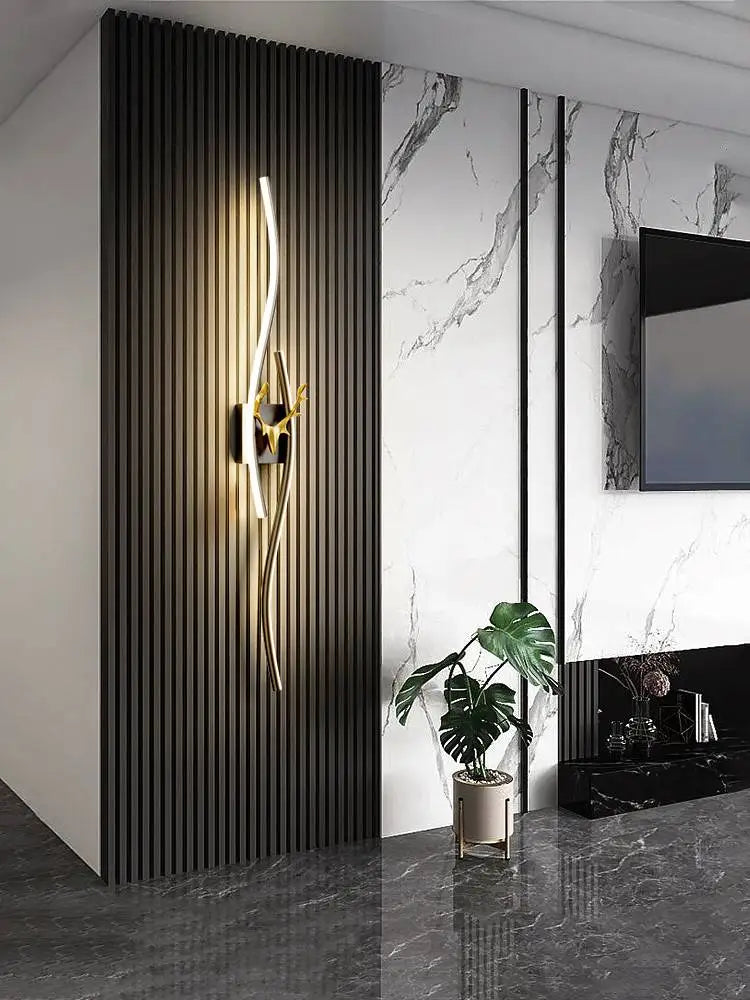 Nordic Hotel project deco LED Wall Lamp indoor gold black LED strip