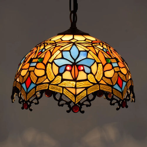 Retro Tiffany Pendant Lamp Led Colorful Stained Glass Pendant Lights