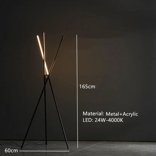 Nordic LED Minimalist Creative Floor Lamp Aluminum 3-pronged Vertical