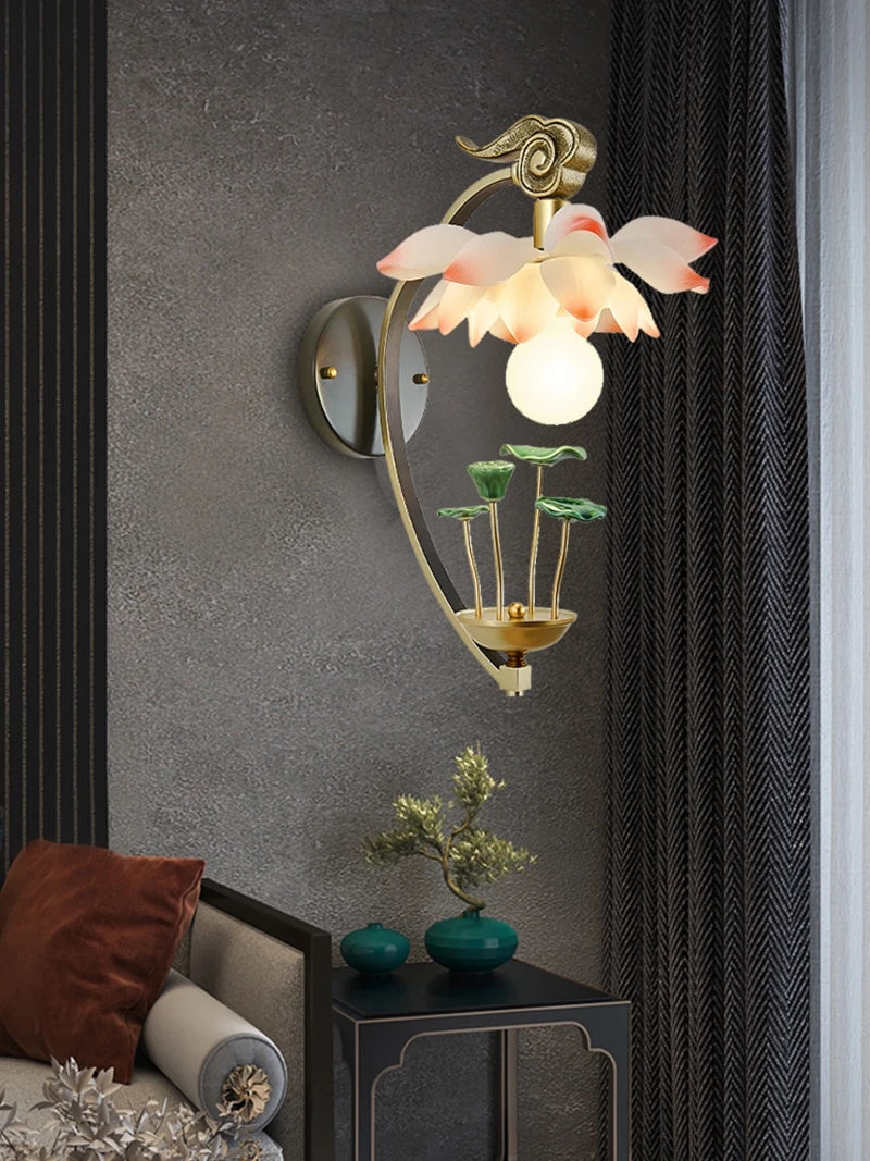 Chinese Lotus Light Children's Room Wall Lamp Kitchen Dining Room