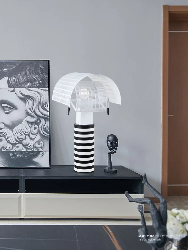 Black and White Korea Striped Creative Bedroom Bedside Table Lamps