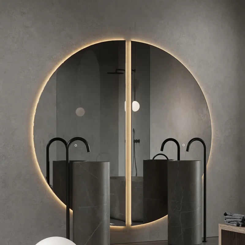 Large semicircle bathroom mirror intelligent bathroom half moon mirror