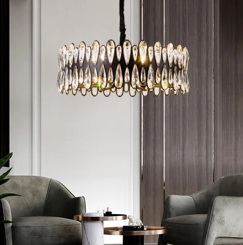 Modern Living Room Chandeliers Round Crystal Lighting For Bedroom