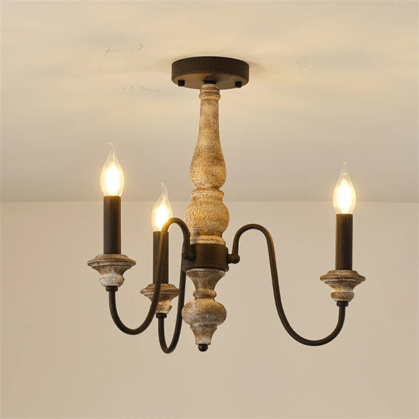 American rustic vintage solid wood chandeliers lights restaurant lamp