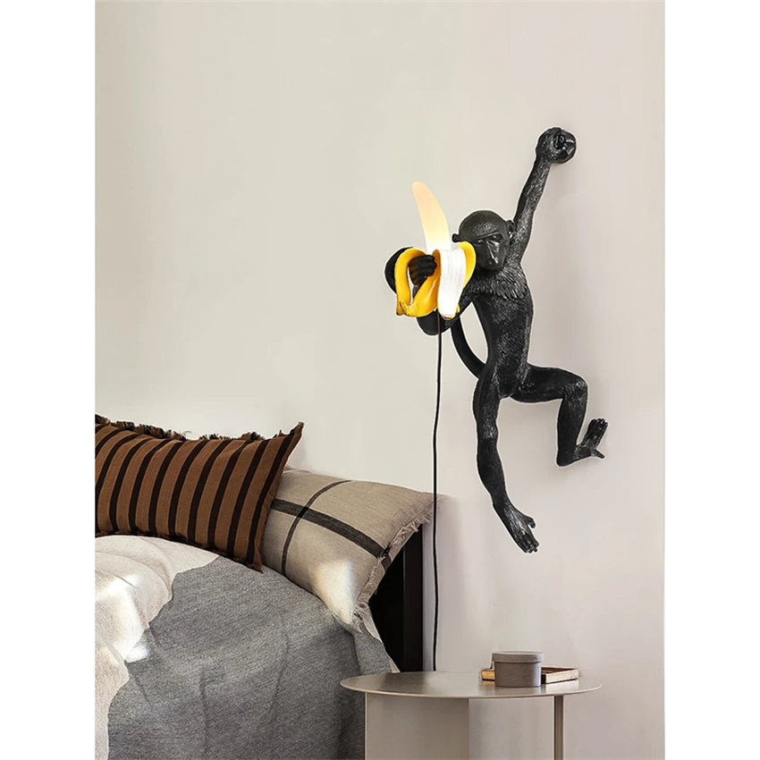 Banana monkey resin wall lamps Nordic aisle hallway bedroom design