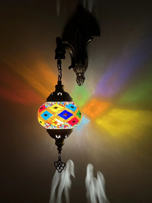 2024 New Turkish Mosaic Wall Lamp Handcrafted Glass Luminaria Led Wall