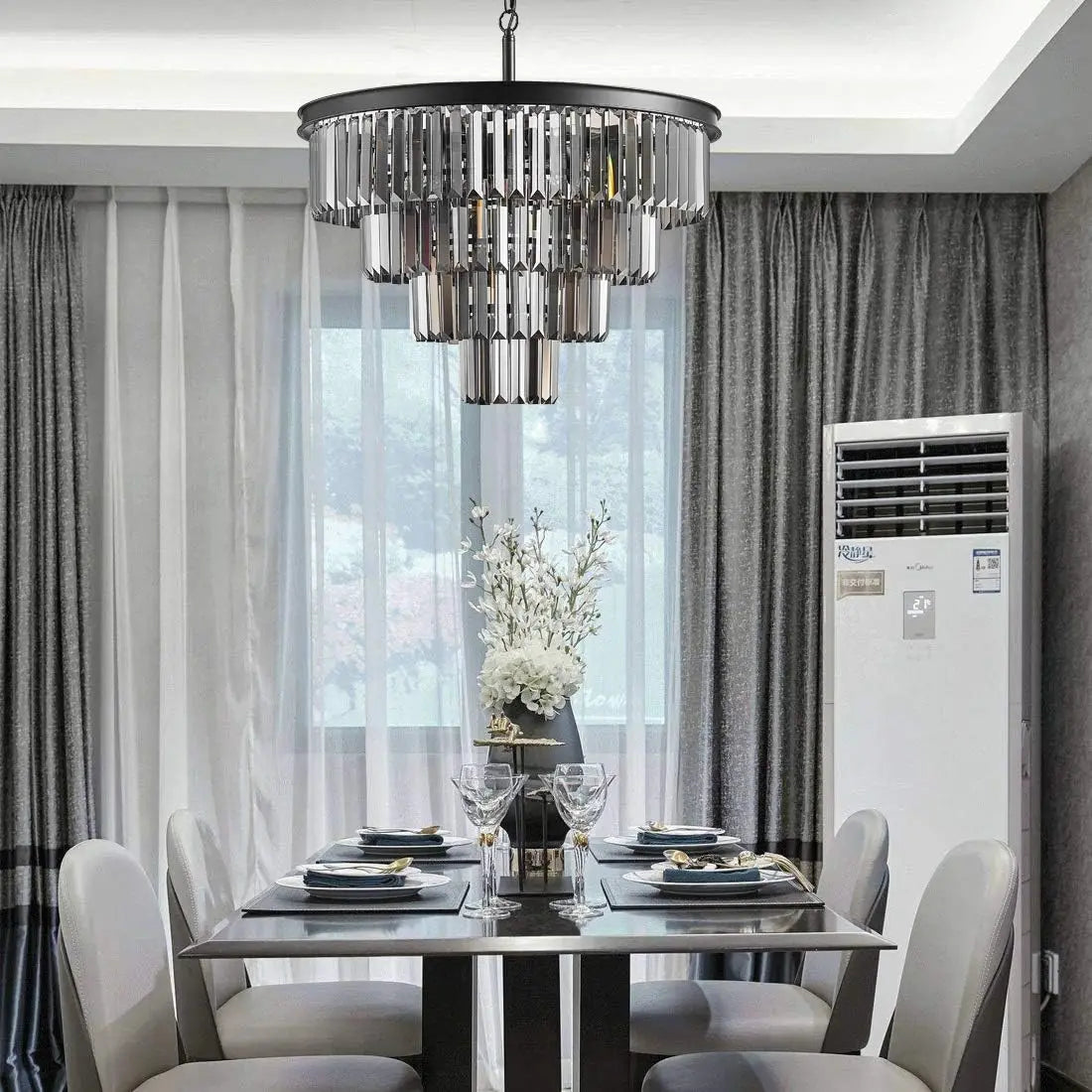 Black Smoke Crystal Modern Contemporary Chandeliers Pendant Ceiling