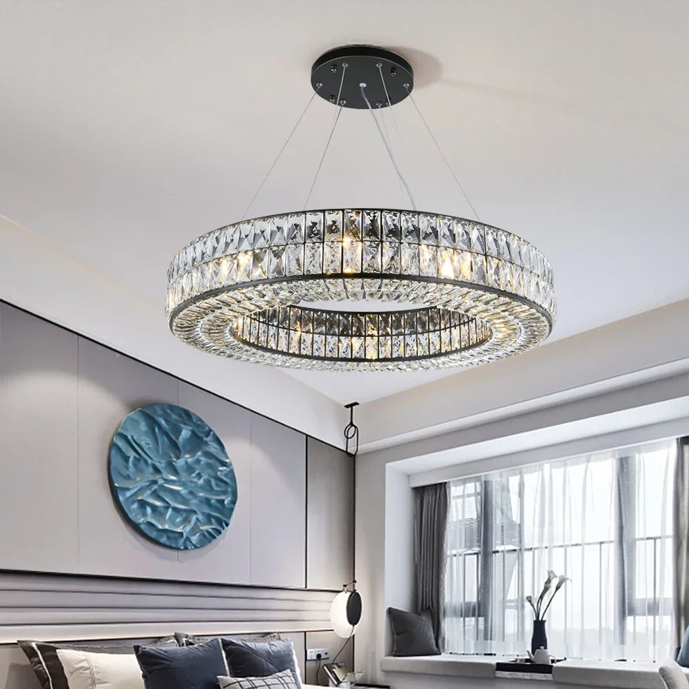 Black Luxury Crystal Chandeliers For Living Room Modern Home Decor