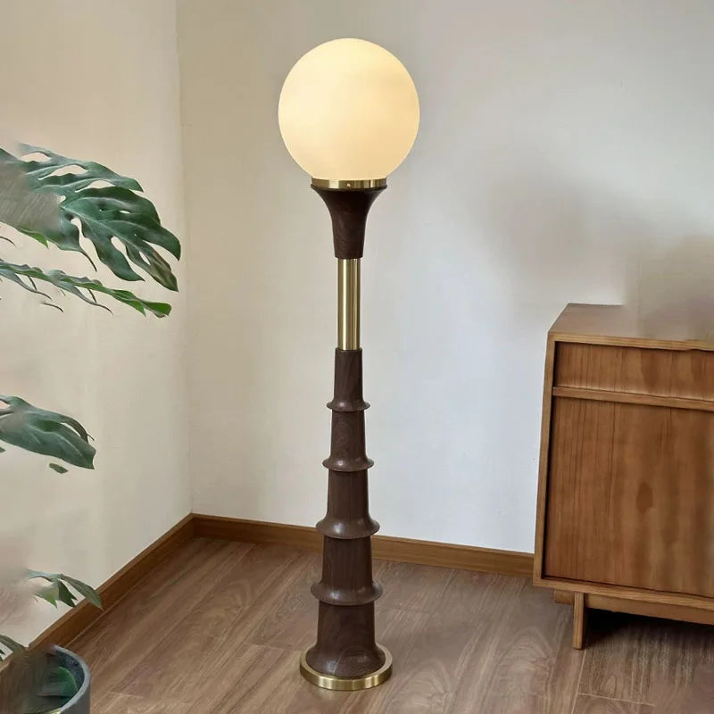Nordic Minimalist Cream Style Glass Shade Led Floor Lamp Living Room