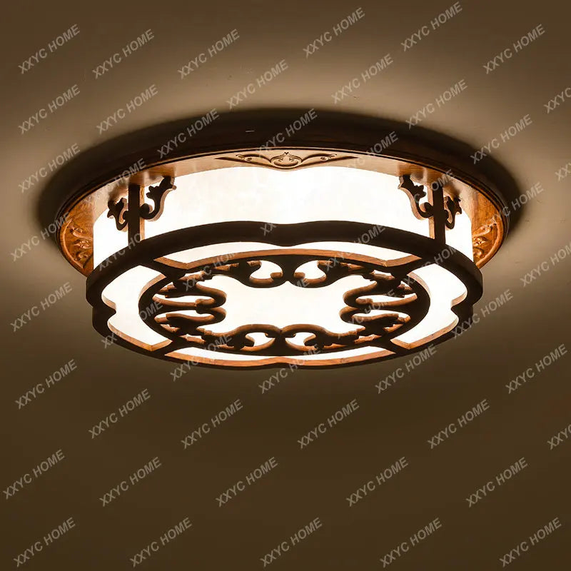 New Chinese Modern Rosewood Marble Ceiling Lamp Bedroom Living Room