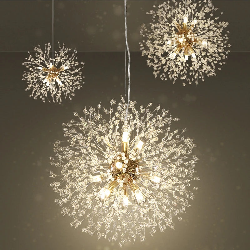 Modern Sky Star Fireball Crystal Pendant LED Lighting Dandelion