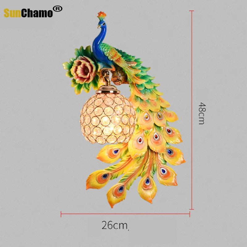 Bird Lamp Colorful Peacock Wall Lights for Home Bedside Lamps