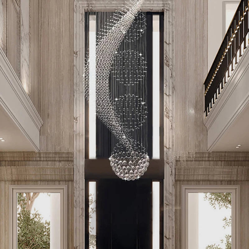 Modern Spiral Design K9 Crystal Chandelier Large Villa Luxury Lamp