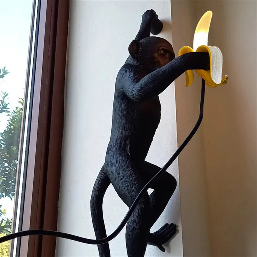 Banana monkey resin wall lamps Nordic aisle hallway bedroom design