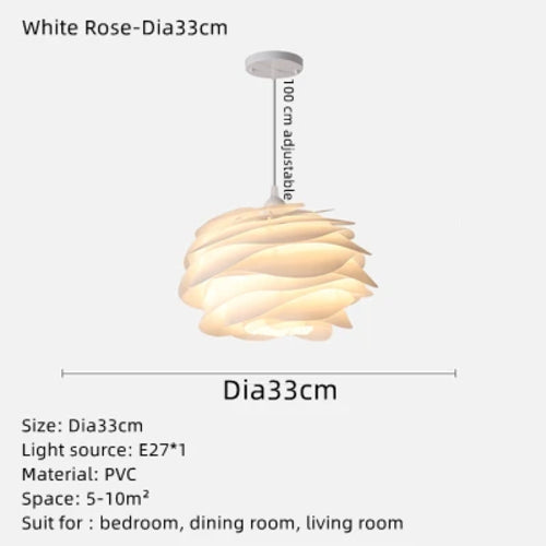 Designer White Rose Ceiling Chandelier For Bedroom Living