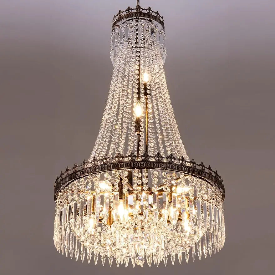French Empire Crystal Chandeliers,9 Lights Rustic Farmhouse