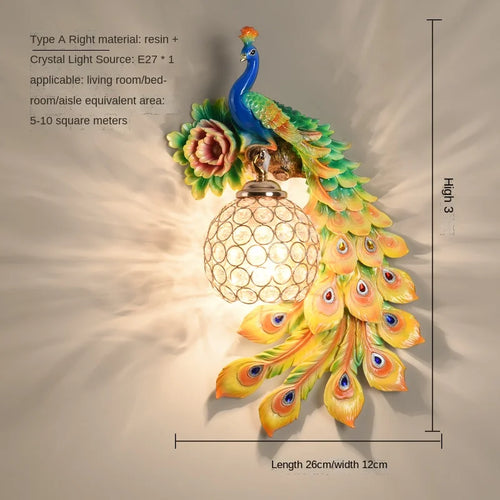 Bird Lamp Colorful Peacock Wall Lights for Home Bedside Lamps