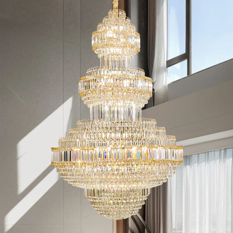 Duplex Chandelier Simple Modern Villa Attic Crystal Lamp Light Luxury