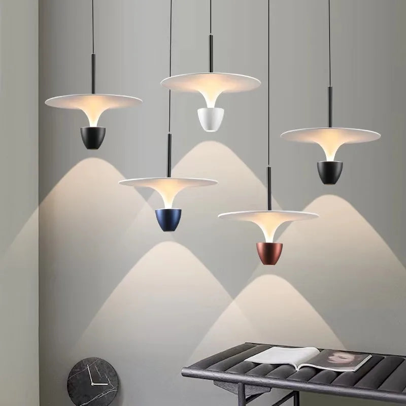 Danish Led Pendant Lights Designer Iron Flying Saucer Hanging Lamp for