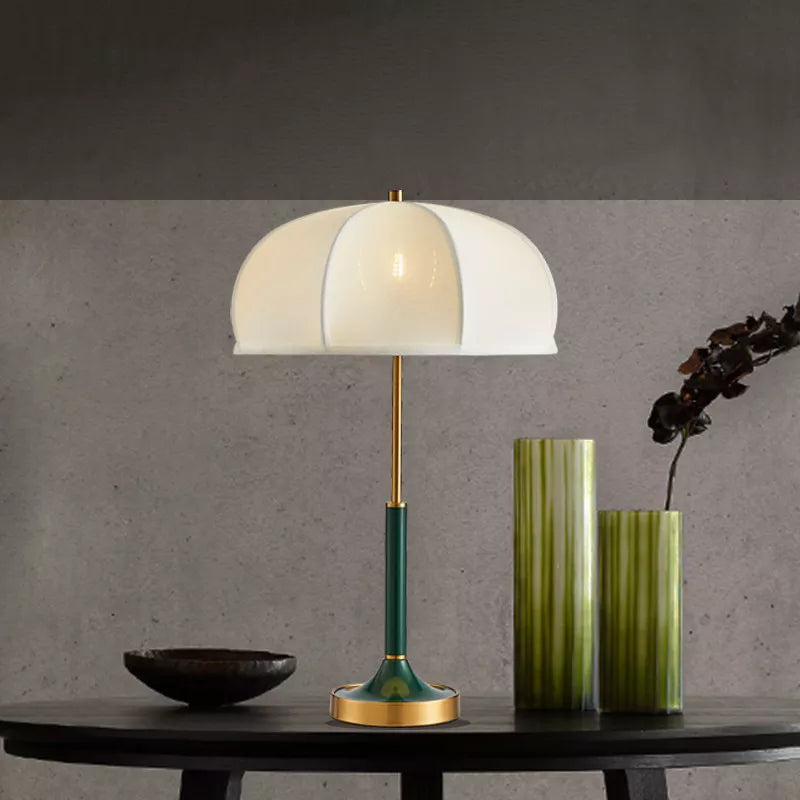 Table Lamp with Metal Base Cloth Shade Tricolored E27 LED Bulb