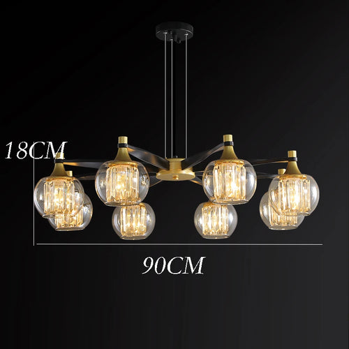 American Retro LED Crystal Chandeliers Living Room Lighting Modern