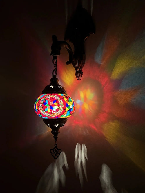 2024 New Turkish Mosaic Wall Lamp Handcrafted Glass Luminaria Led Wall