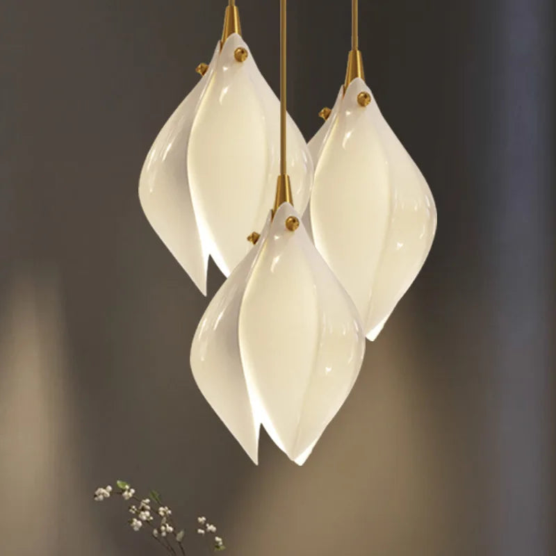 Modern Ceramics Magnolia Petal Pendant Lights for Living Room