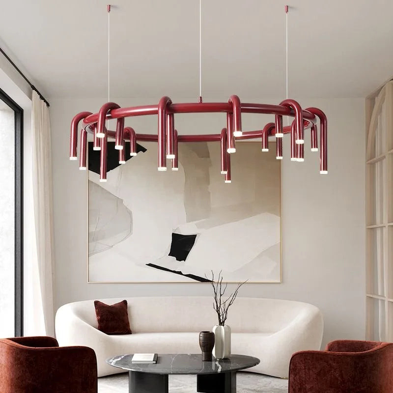 Designer's U-shaped chandelier water pipe long strip restaurant bar