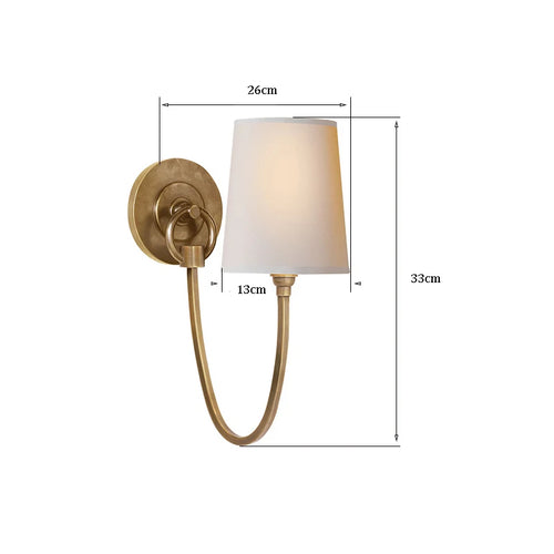 Brass Wall Light With flex Lamp shade Modern Wall Lamp Bedside Black